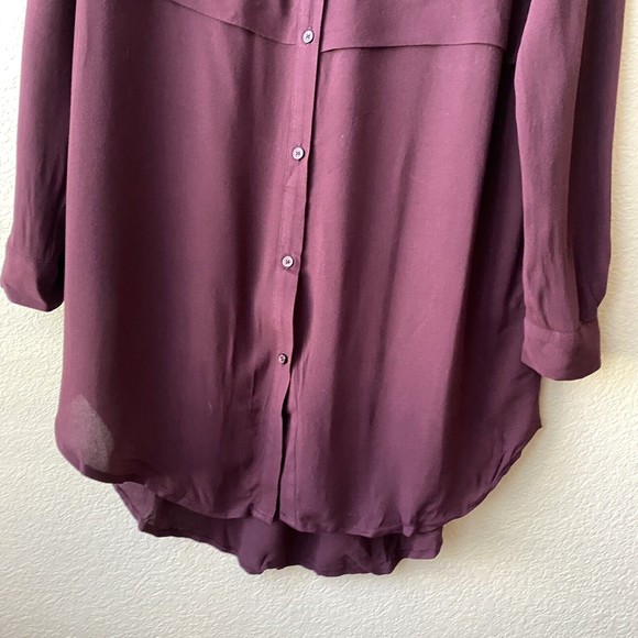 Leith Womens Tunic Shirt Size Small Button Front Maroon Lightweight - Picture 4 of 7